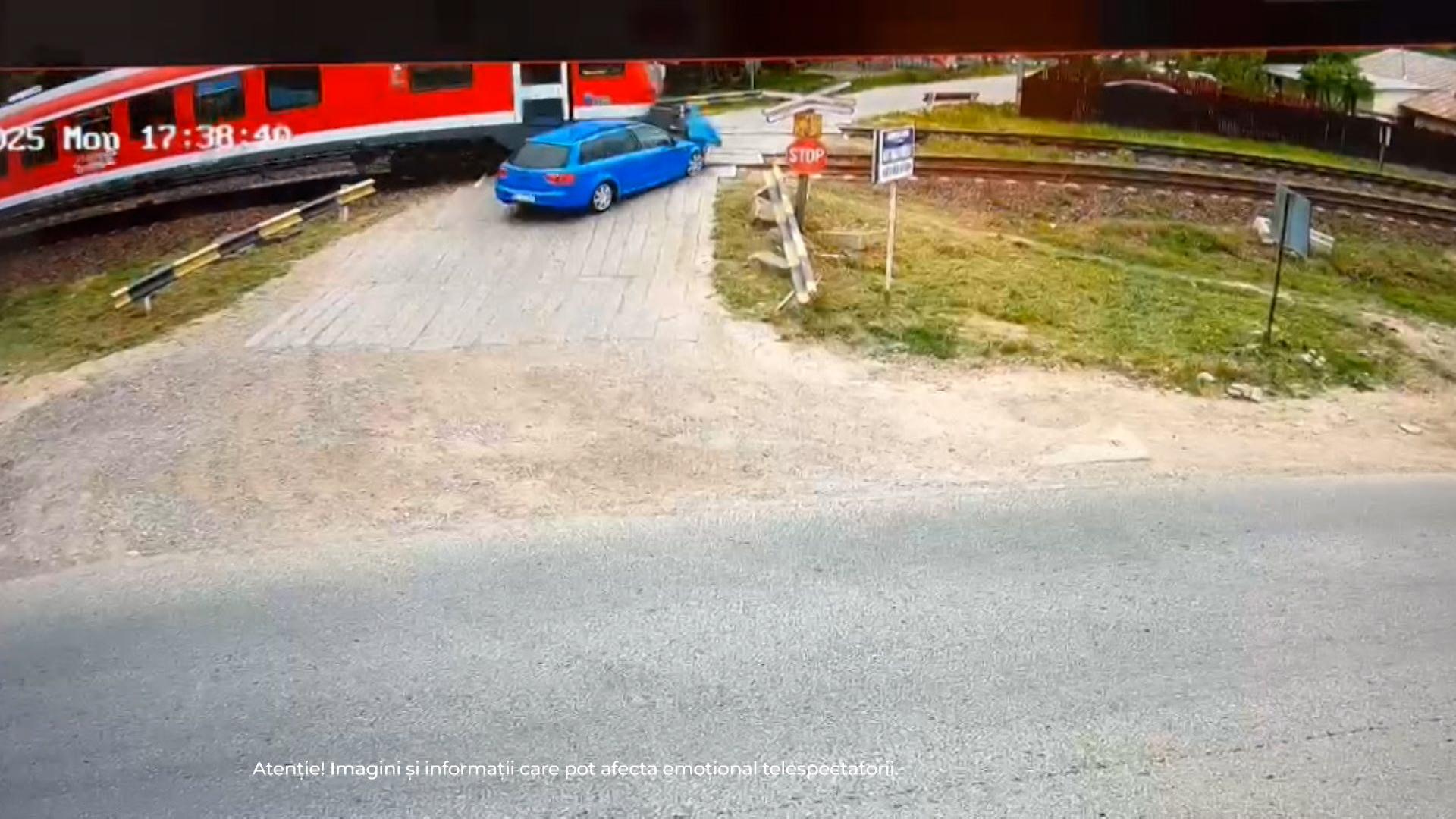 Ipotezele în cazul accidentului de la Iaşi, unde o maşină a fost spulberată de tren. Diana a fost la un pas de moarte, pe un drum pe care îl făcea zilnic