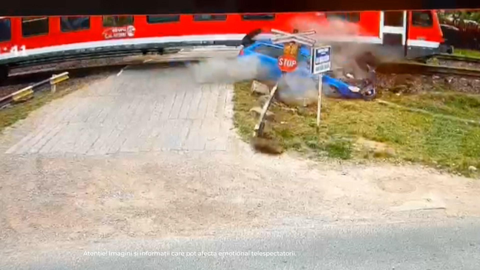 Ipotezele în cazul accidentului de la Iaşi, unde o maşină a fost spulberată de tren. Diana a fost la un pas de moarte, pe un drum pe care îl făcea zilnic