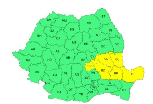 Meteo: Opt judeţe, sub cod galben de ploi torenţiale