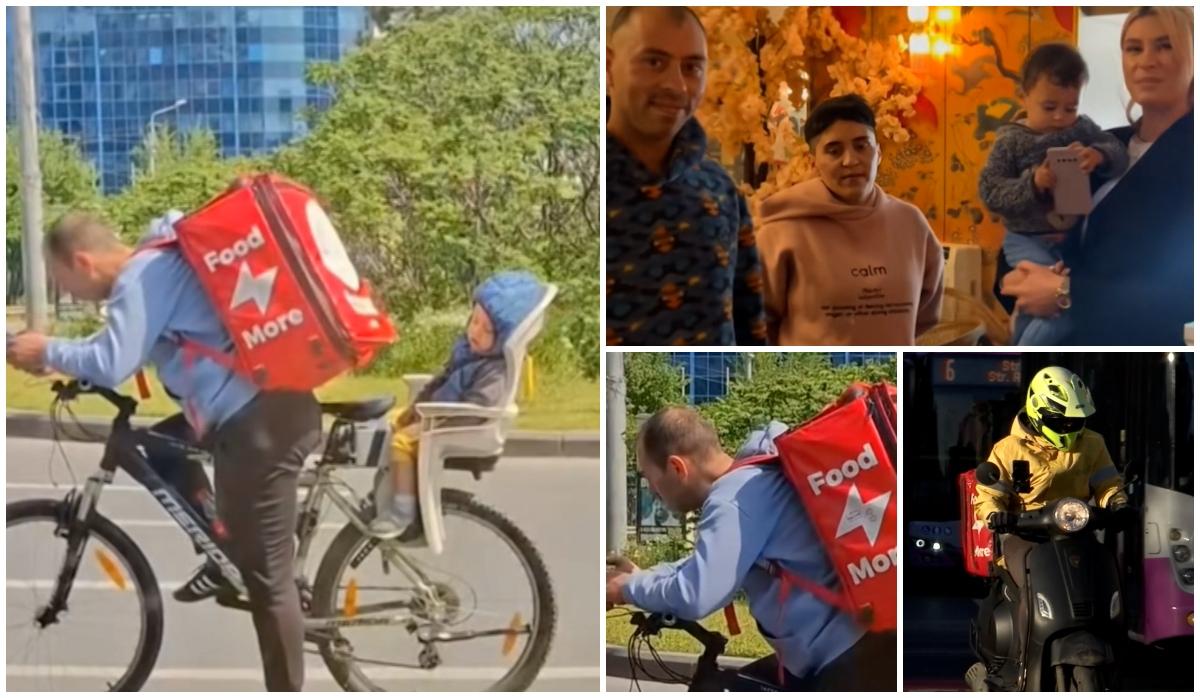 Visul livratorului surprins în trafic cu copilul pe bicicletă a fost împlinit. Aurel a primit un scuter ca să-şi poată câştiga pâinea mai uşor