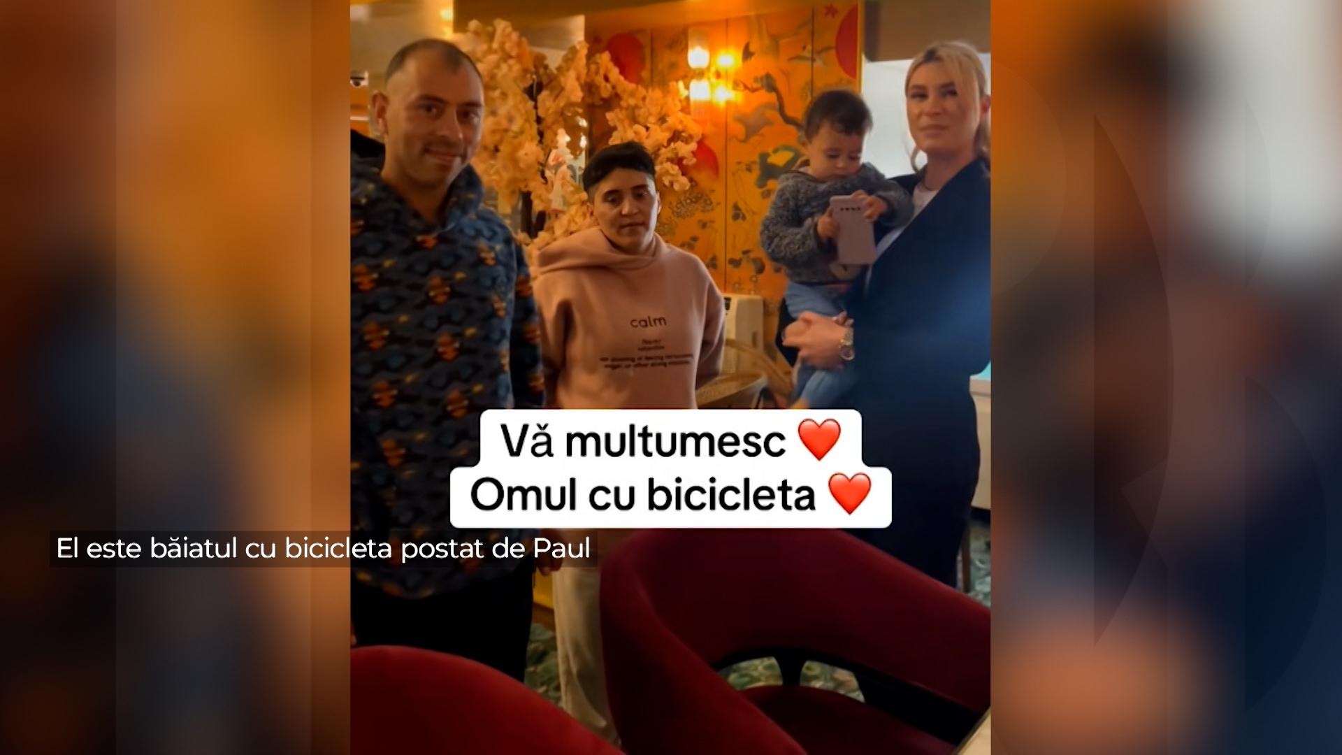 Visul livratorului surprins în trafic cu copilul pe bicicletă a fost împlinit. Aurel a primit un scuter ca să-şi poată câştiga pâinea mai uşor