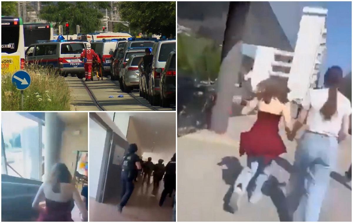 Filmul atacului armat de la şcoala din Graz. Un fost elev a provocat zeci de victime