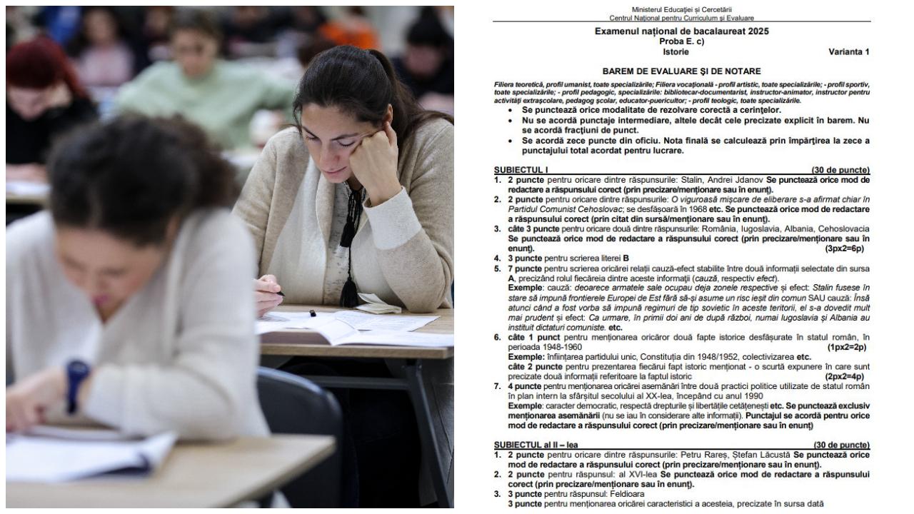 Barem de corectare Bacalaureat 2025 - istorie