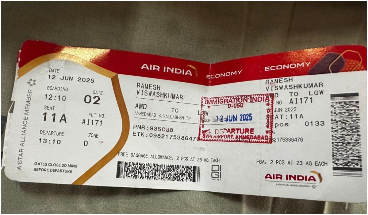 Biletul de avion al supravieţuitorului tragediei din India