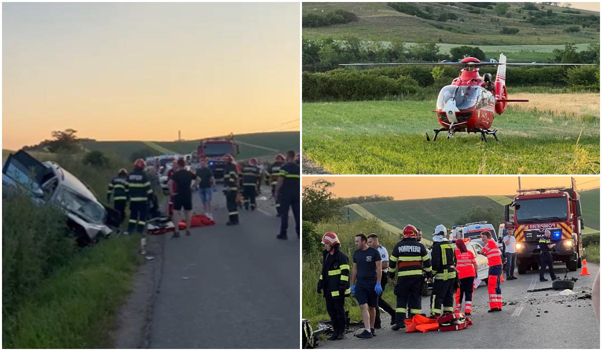 Două mașini s-au ciocnit frontal în Cluj. Șase răniți, o femeie transportată cu elicopterul