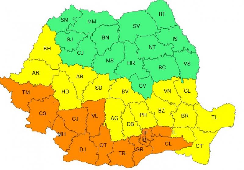 Jumătate de ţară, inclusiv Capitala, intră de la ora 10.00 sub coduri galben şi portocaliu de caniculă Jumătate de ţară, inclusiv Capitala, intră de la ora 10.00 sub coduri galben şi portocaliu de caniculă