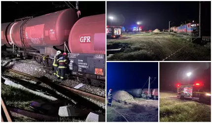 Locomotiva unui tren care transporta benzină a deraiat la intrarea în Teleorman. Traficul a fost oprit