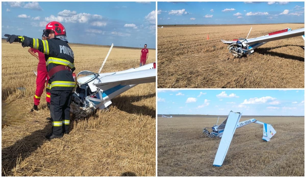 Planor căzut pe un câmp în Dolj: Pilotul de 24 de ani a murit pe loc