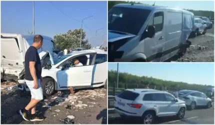 Carambol cu şapte maşini pe A2. Două persoane rănite, dintre care una a fost transportată la spital