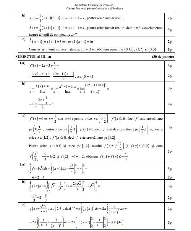 Barem de corectare Bacalaureat toamnă 2025 - matematică. Cum trebuiau rezolvate subiectele