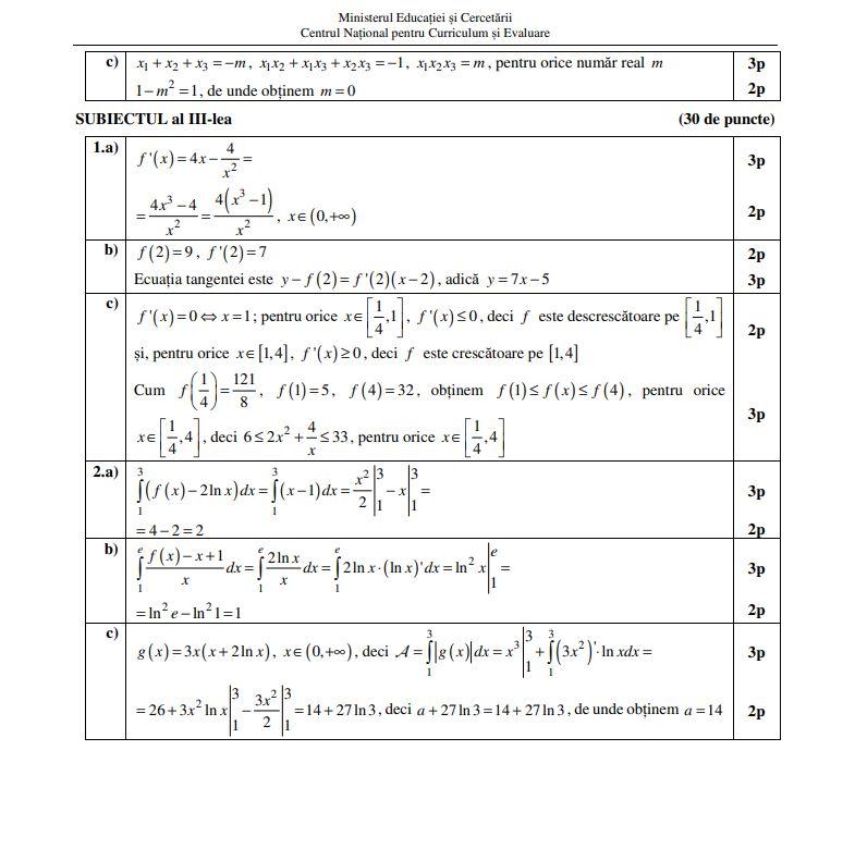 Barem de corectare Bacalaureat toamnă 2025 - matematică. Cum trebuiau rezolvate subiectele
