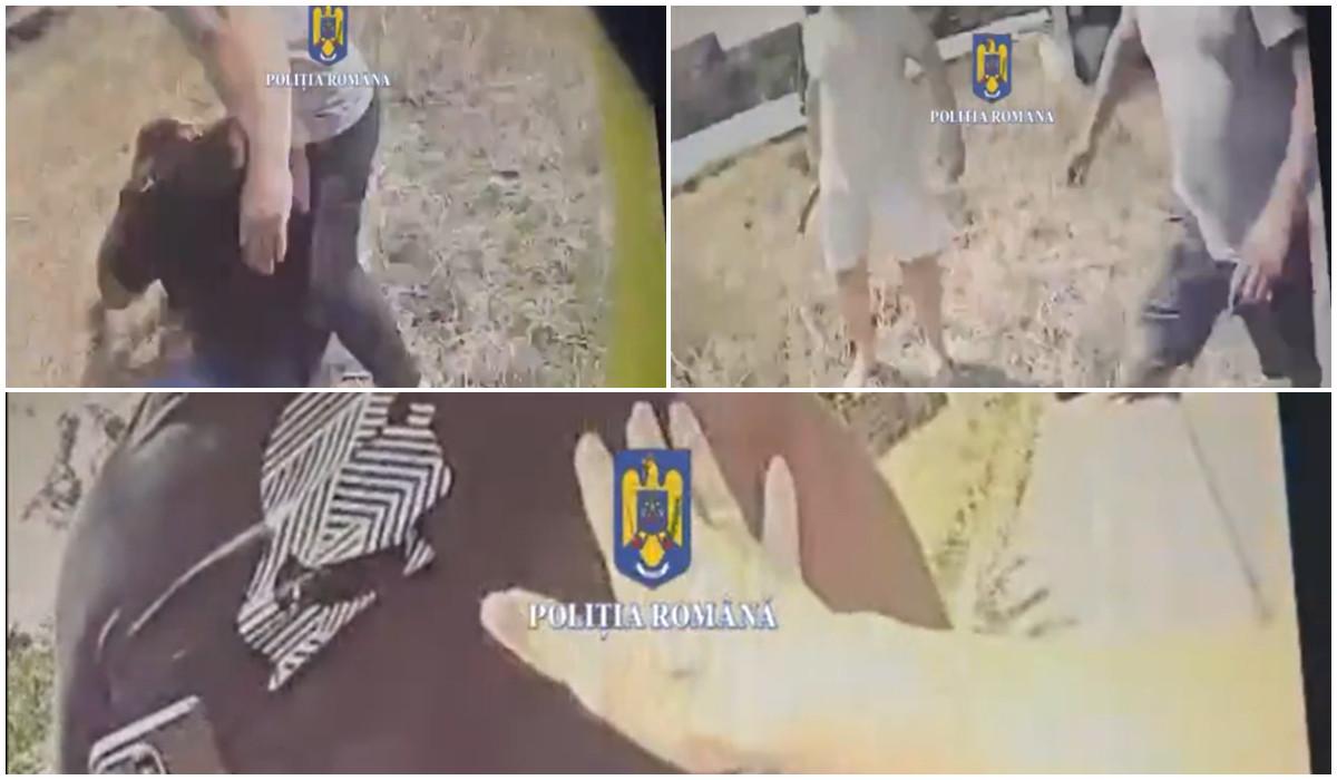 Momentul în care o poliţistă foloseşte pistolul ca să oprească un bărbat care ataca un altul cu toporul