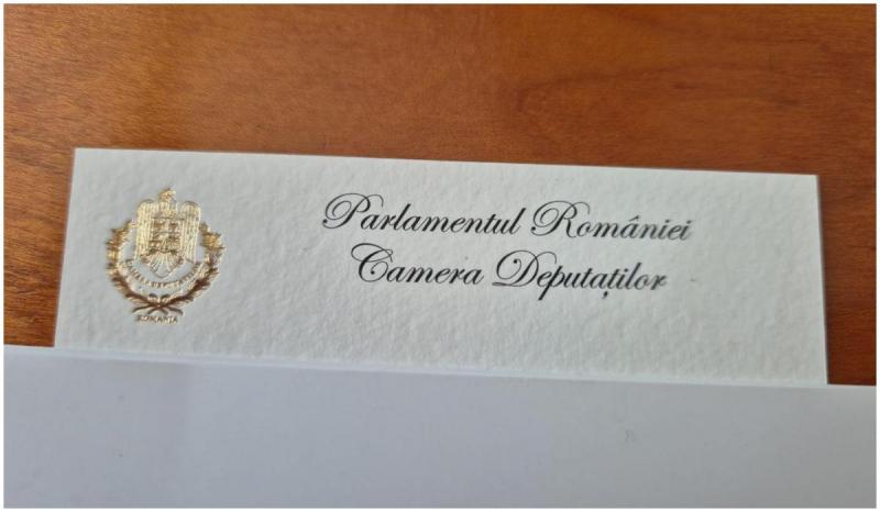 Cărți de vizită cu foiță de aur pentru parlamentarii români