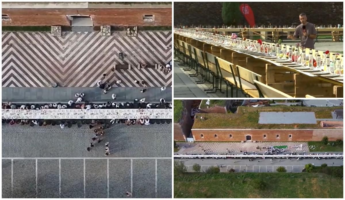 Guinness World Records la Alba Iulia: 10 000 de oameni au luat loc la cea mai lungă masă din lume