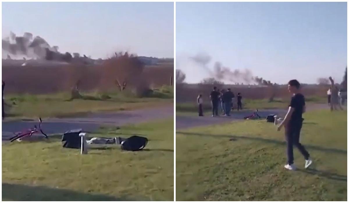 Avion prăbuşit în timpul unui spectacol aerian în Argentina. Aparatul a luat foc la sol, ambii piloţi au murit