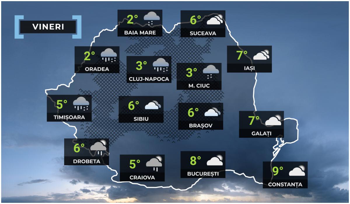 Vremea de mâine 2 ianuarie în ţară