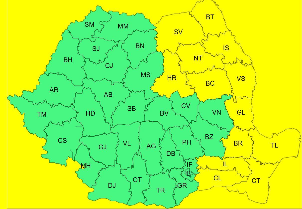 Aproape toată ţara intră în cod galben de ger. Patru zile de ger continuu şi temperaturi de -20 de grade