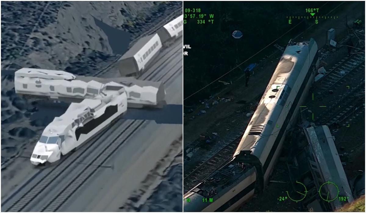 ANIMAȚIE. 39 de morți într-un accident feroviar inexplicabil, în Spania