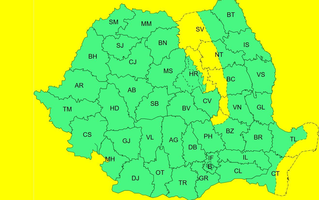 Alertă de vreme rea. Intră în vigoare un cod galben și portocaliu de vânt, ninsori şi viscol puternice