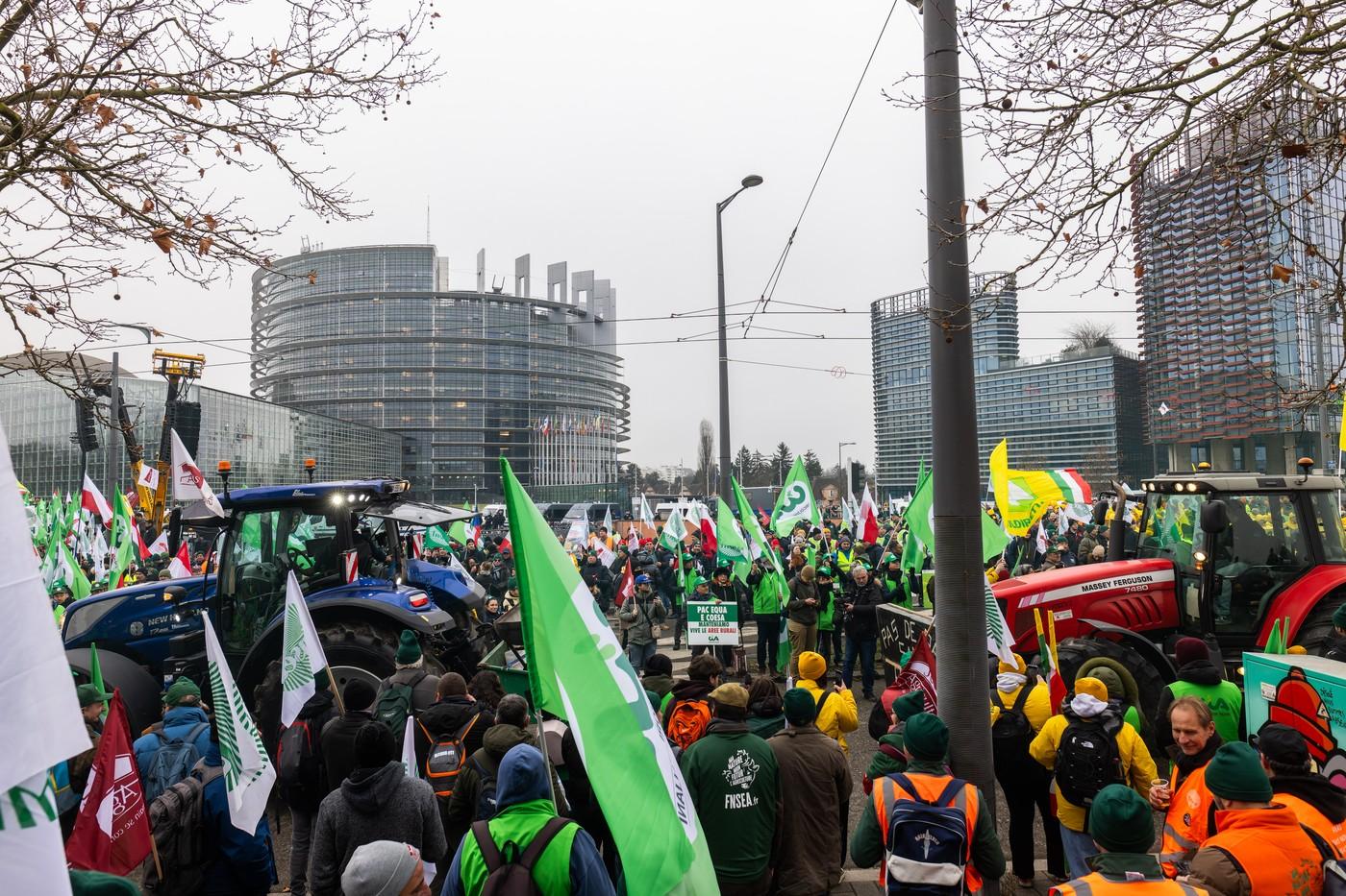 Mii de fermieri europeni, inclusiv români, protestează în faţa Parlamentului European: "Stop Mercosur!"