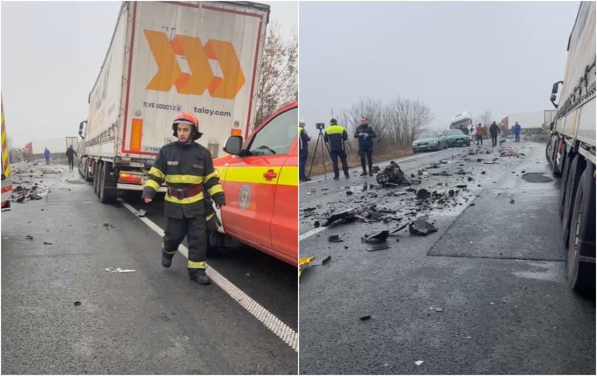Şase morţi în urma unui accident cumplit pe E70 în Timiş, în care au fost implicate 4 vehicule