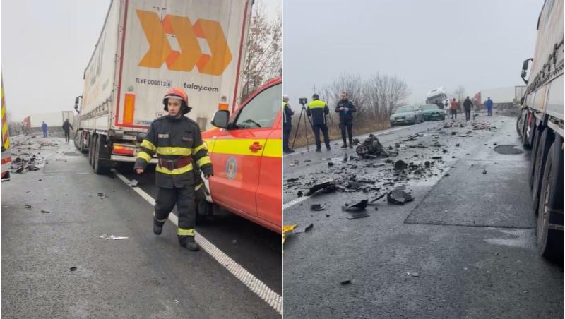 Şase morţi &icirc;n urma unui accident cumplit pe E70 &icirc;n Timiş, &icirc;n care au fost implicate 4 vehicule
