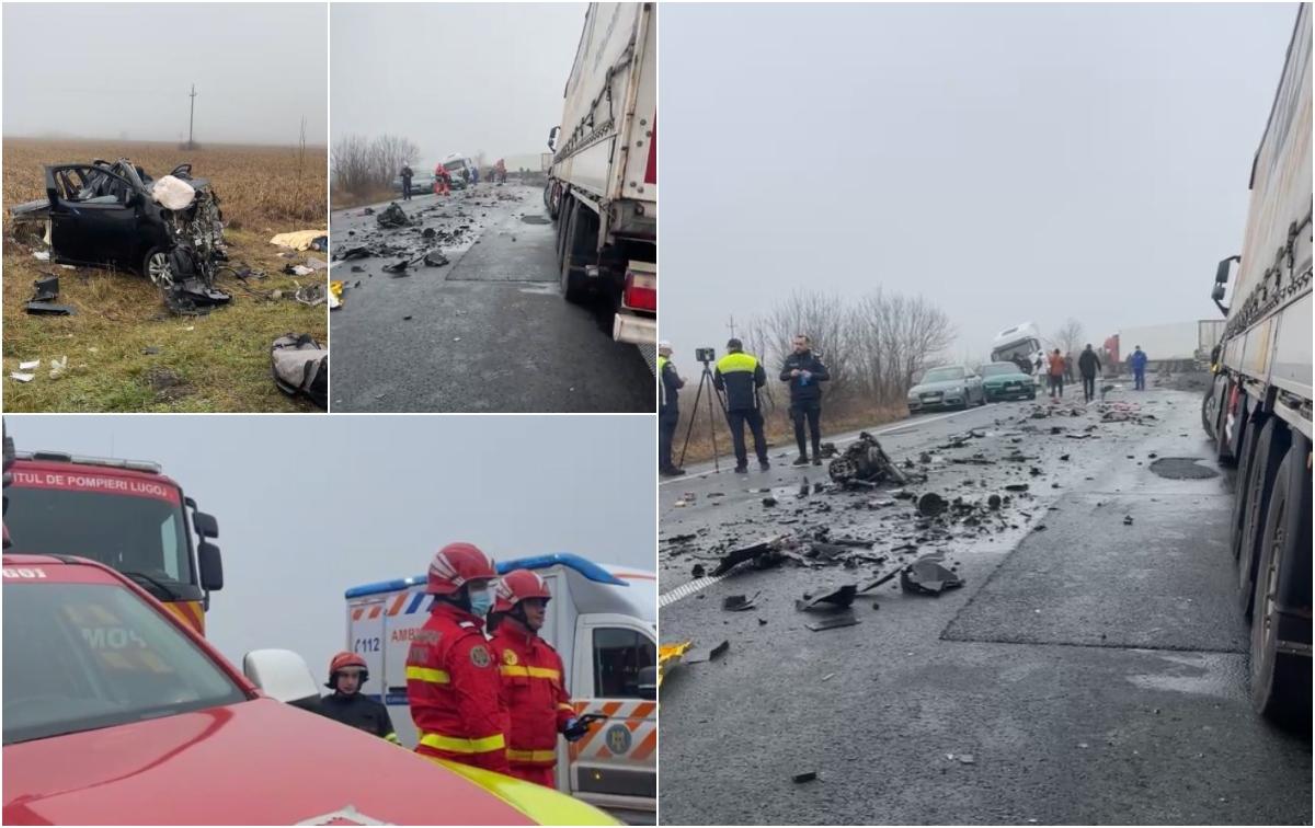 Şase morţi în urma unui accident cumplit pe E70 în Timiş, în care au fost implicate 4 vehicule