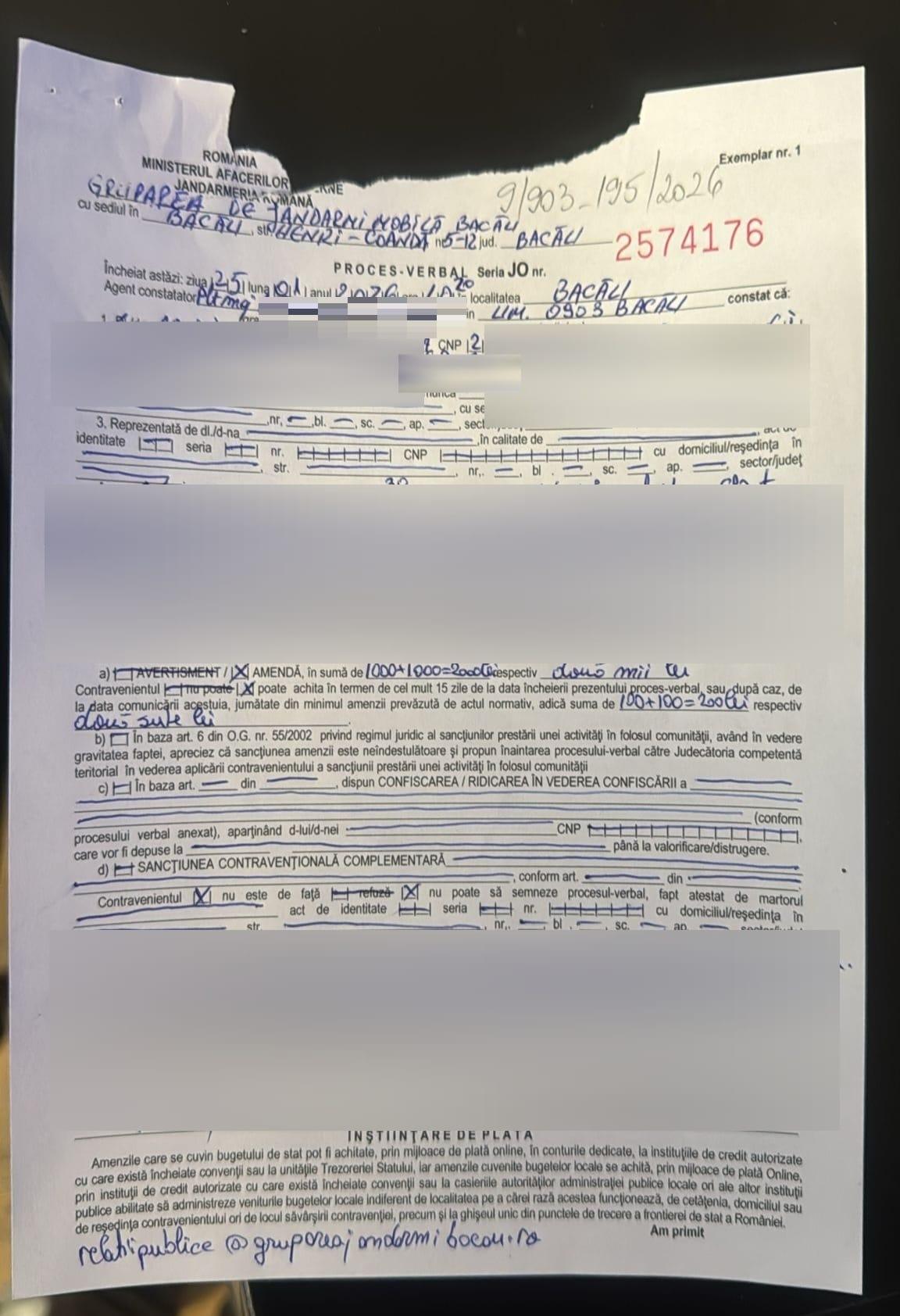 Jandarmerie: Procesul-verbal cu amenda unui român care a participat la protestele din 24 Ianuarie este un fals