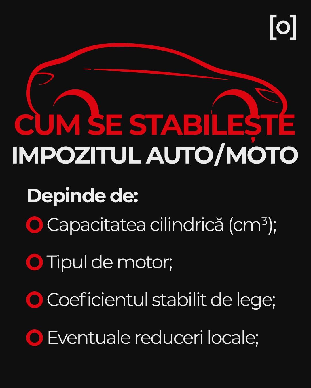 INFOGRAFIE GHIDUL Impozitelor AUTO şi MOTO în 2026. Cum afli cât trebuie să plăteşti pentru vehiculul tău