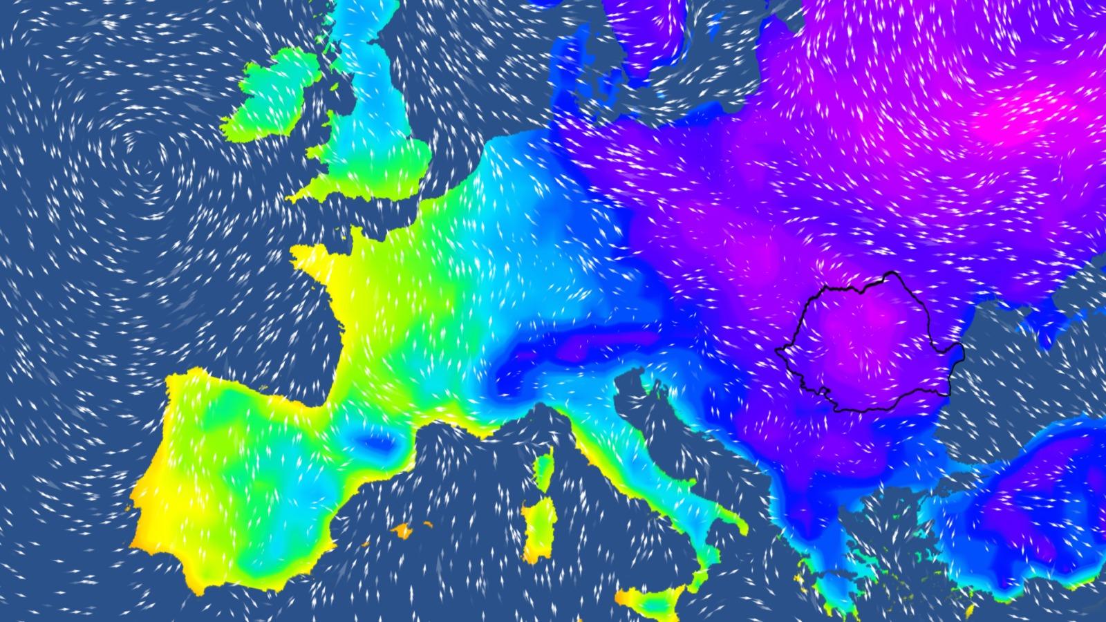 România, sub un ciclon mediteranean și un val de aer arctic: ninsori abundente și ger. Minime și de -18 grade