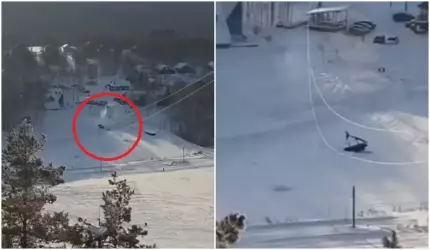 Momentul în care elicopterul unui oligarh se prăbuşeşte după ce agaţă cablurile telecabinei, în Rusia