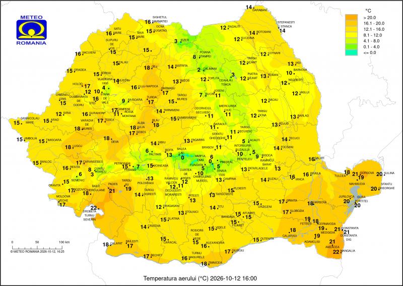 Localitatea din România în care temperatura a scăzut cu 17 grade Celsius în mai puțin de 24 de ore