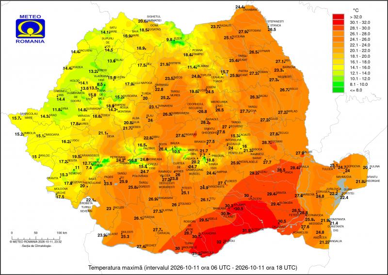 Localitatea din România în care temperatura a scăzut cu 17 grade Celsius în mai puțin de 24 de ore