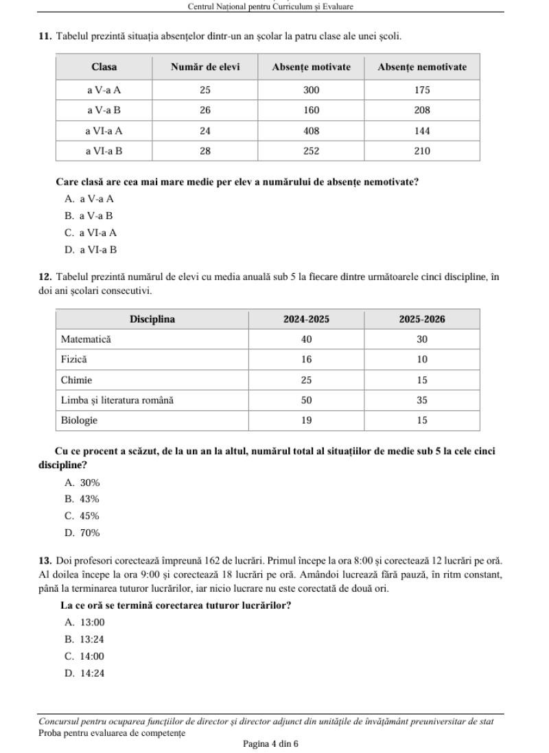 Subiecte și barem la concursul de directori 2026. Ce au avut de rezolvat candidații și când este proba scrisă