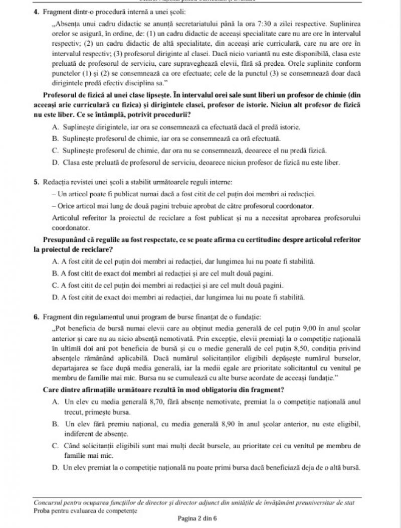 Subiecte și barem la concursul de directori 2026. Ce au avut de rezolvat candidații și când este proba scrisă