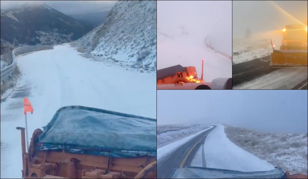 Ninsoare abundentă pe Transfăgărășan. Șoferii, sfătuiți să nu circule prin zonă cu mașinile pregătite