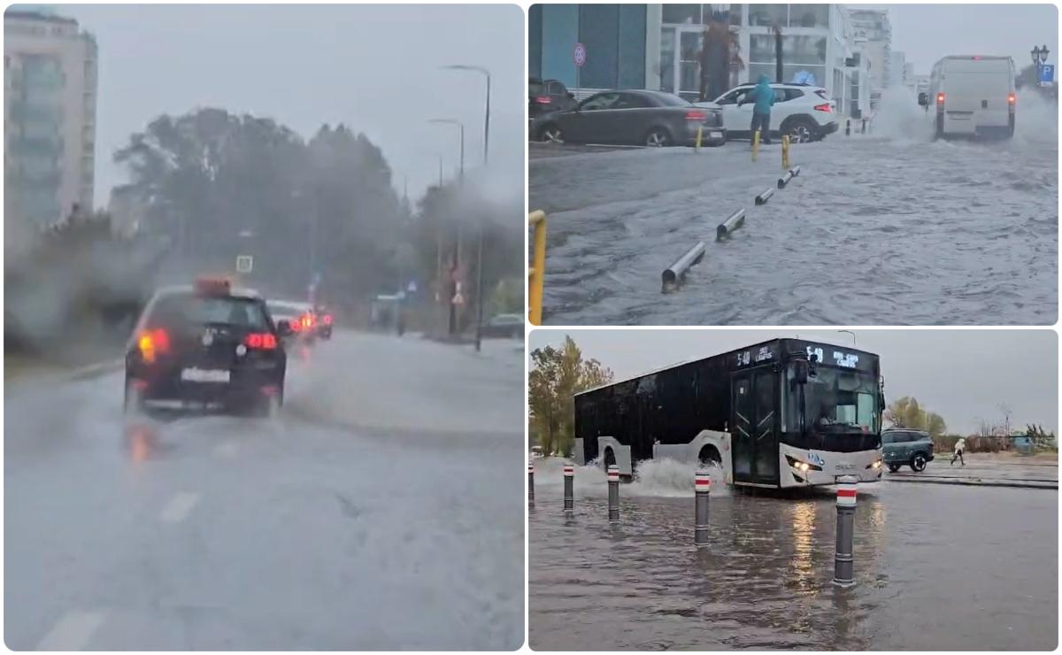 O ploaie de câteva minute a transformat Constanţa într-un mare lac. Fenomene meteo extreme în Dobrogea