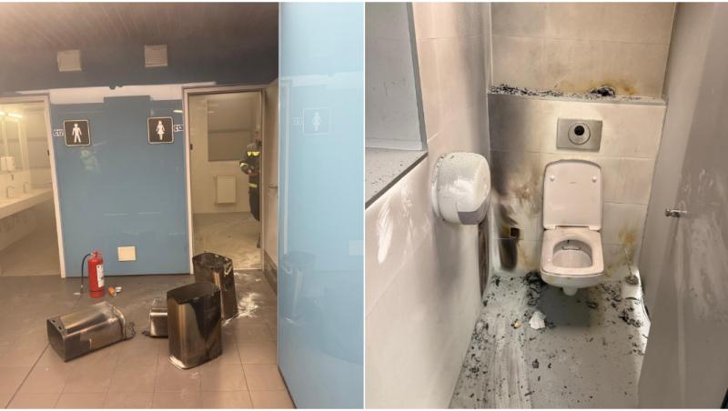 Incendiu pe Aeroportul Otopeni, între terminalele Sosiri și Plecări. O femeie supsectată că a pus focul