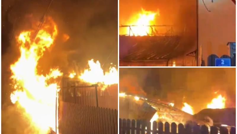 Incendiu violent în Vâlcea, unde două gospodării au suferit pagube importante. De la ce ar fi pornit