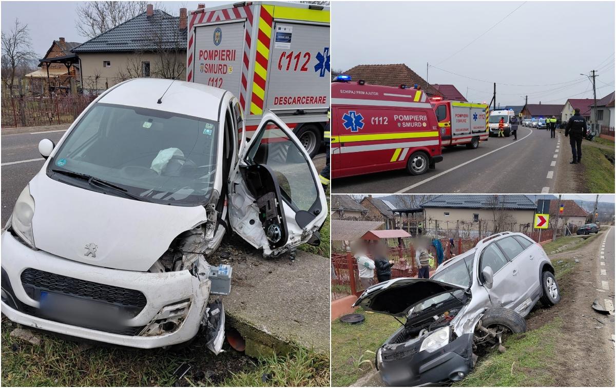 O şoferiţă s-a izbit violent de o maşină, după ce a intrat pe contrasens. Momentul accidentului din Cluj