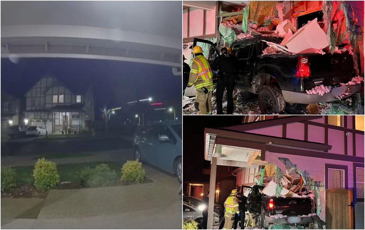 Momentul când o camionetă zboară peste 30 de metri și se oprește direct într-o casă în SUA: "A fost o nebunie"