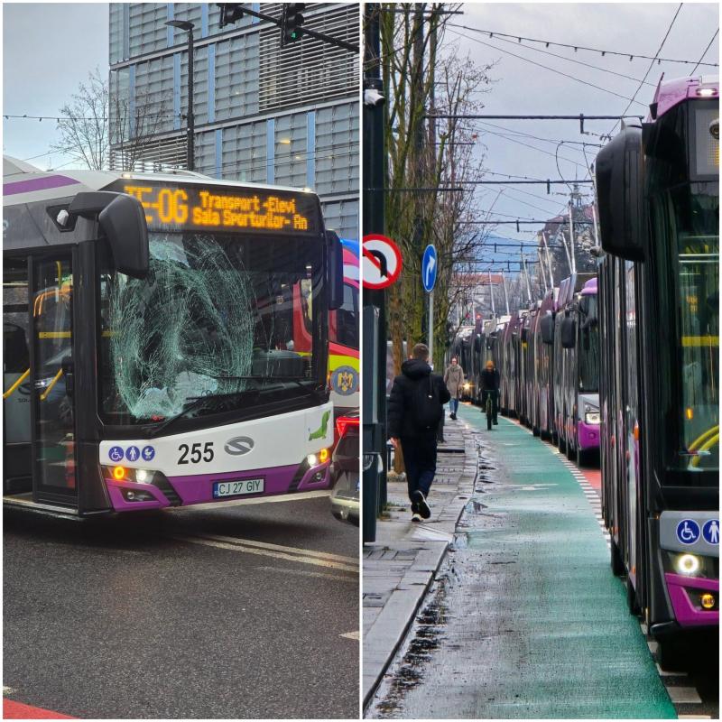 Momentul când un adolescent pe trotinetă, cu căști în urechi, este lovit de autobuz, la Cluj Momentul când un adolescent pe trotinetă, cu căști în urechi, este lovit de autobuz, la Cluj