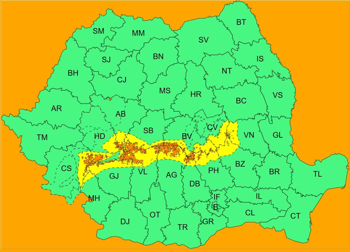 Meteorologii au prelungit avertizările de vreme severă. Lapoviță, ninsori și risc de polei în mai multe zone