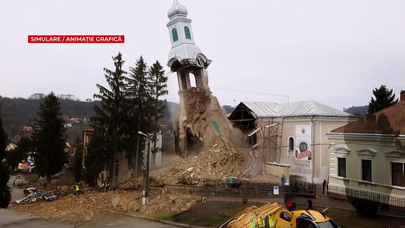 ANIMAŢIE. S-a prăbuşit turnul bisericii de 500 de ani din Sălaj, monument naţional