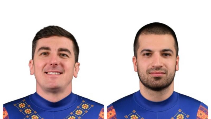 Sportivii români Vali Creţu (stânga) şi Eduard Crăciun susţin antrenamente oficiale la Jocurile Olimpice de iarnă, în proba de sanie individual