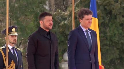 Zelenski a ajuns la Cotroceni. Momentul în care este întâmpinat de Nicuşor Dan