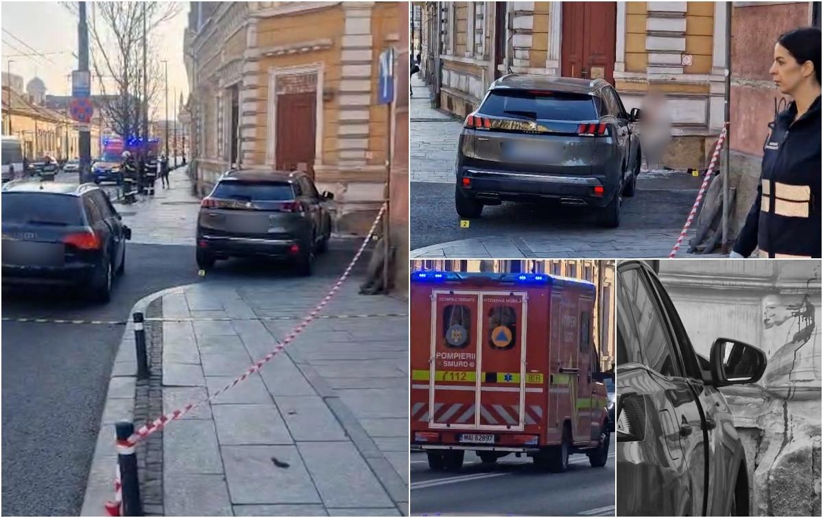 O femeie din Cluj, strivită de un perete, după ce o mașină a ricoșat pe trotuar în urma unui accident
