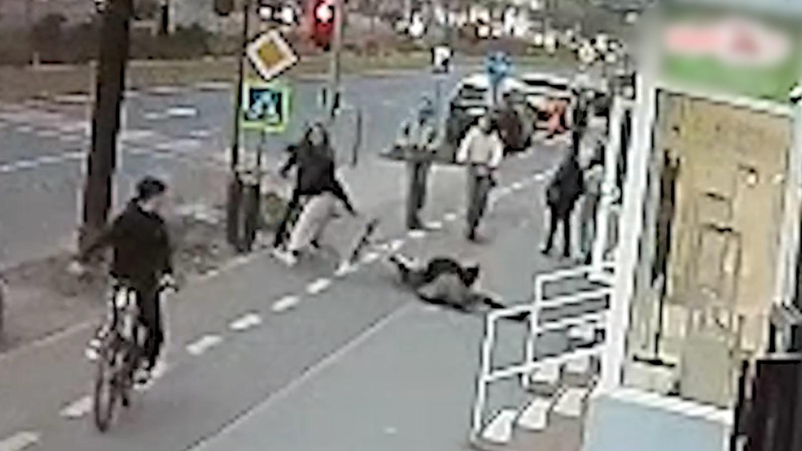 Momentul când o adolescentă dă peste un bărbat care mergea pe pista de biciclete. Ulterior, tânăra e pălmuită