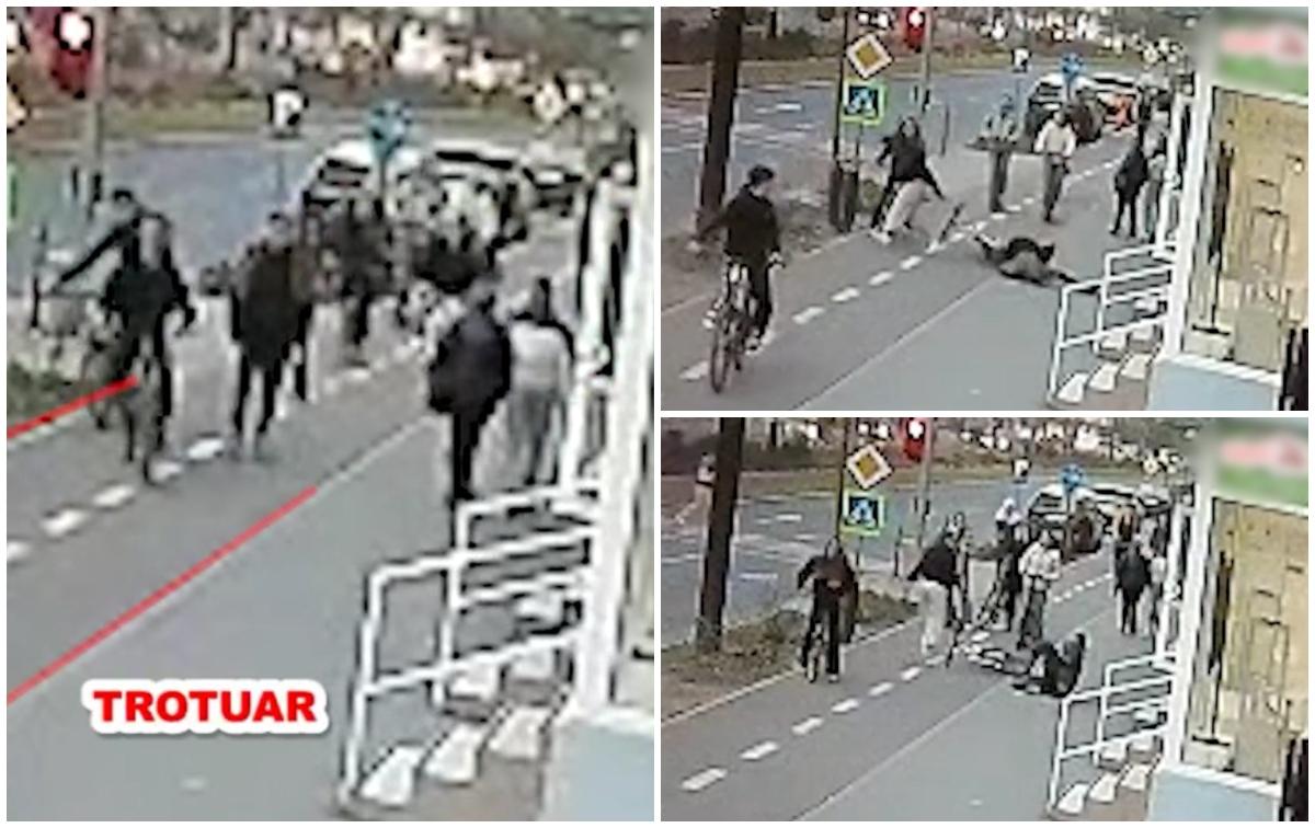 Momentul când o adolescentă dă peste un bărbat care mergea pe pista de biciclete. Ulterior, tânăra e pălmuită