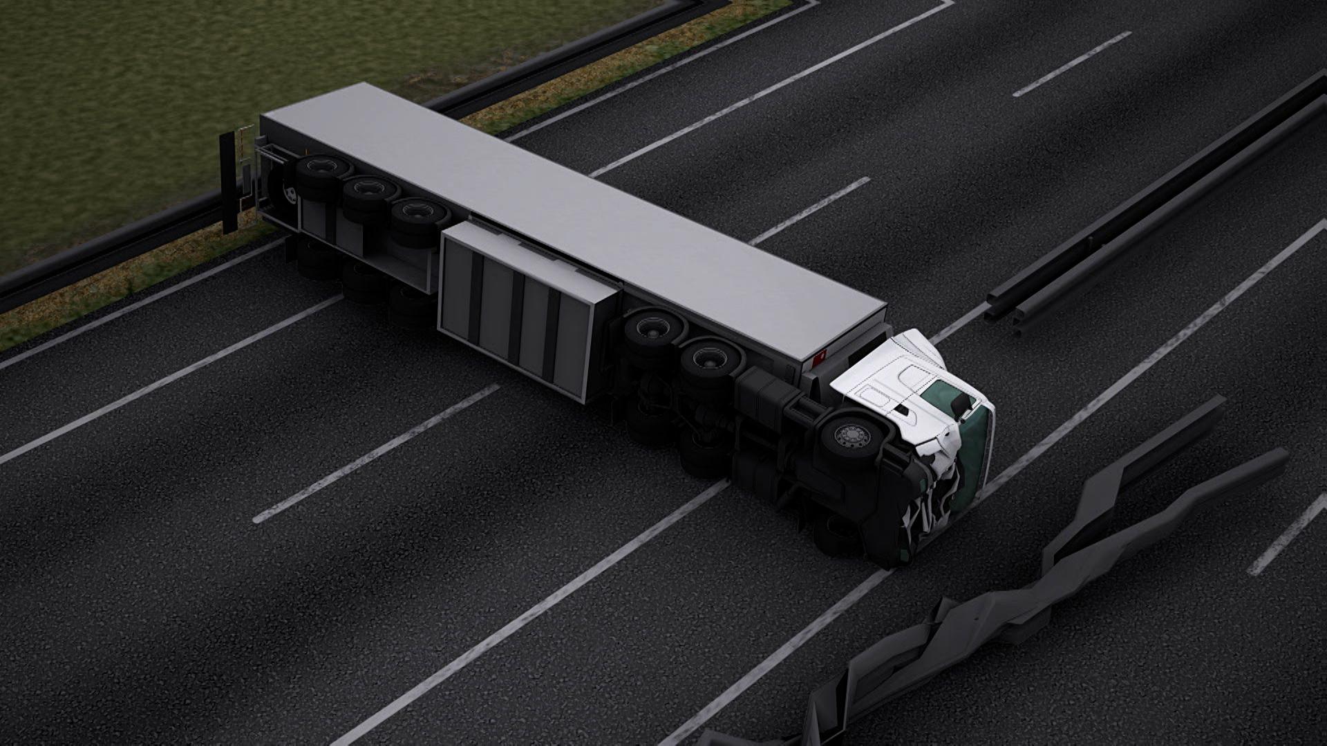 Autostrada A3, blocată timp de trei ore, după ce un TIR s-a răsturnat pe ambele sensuri